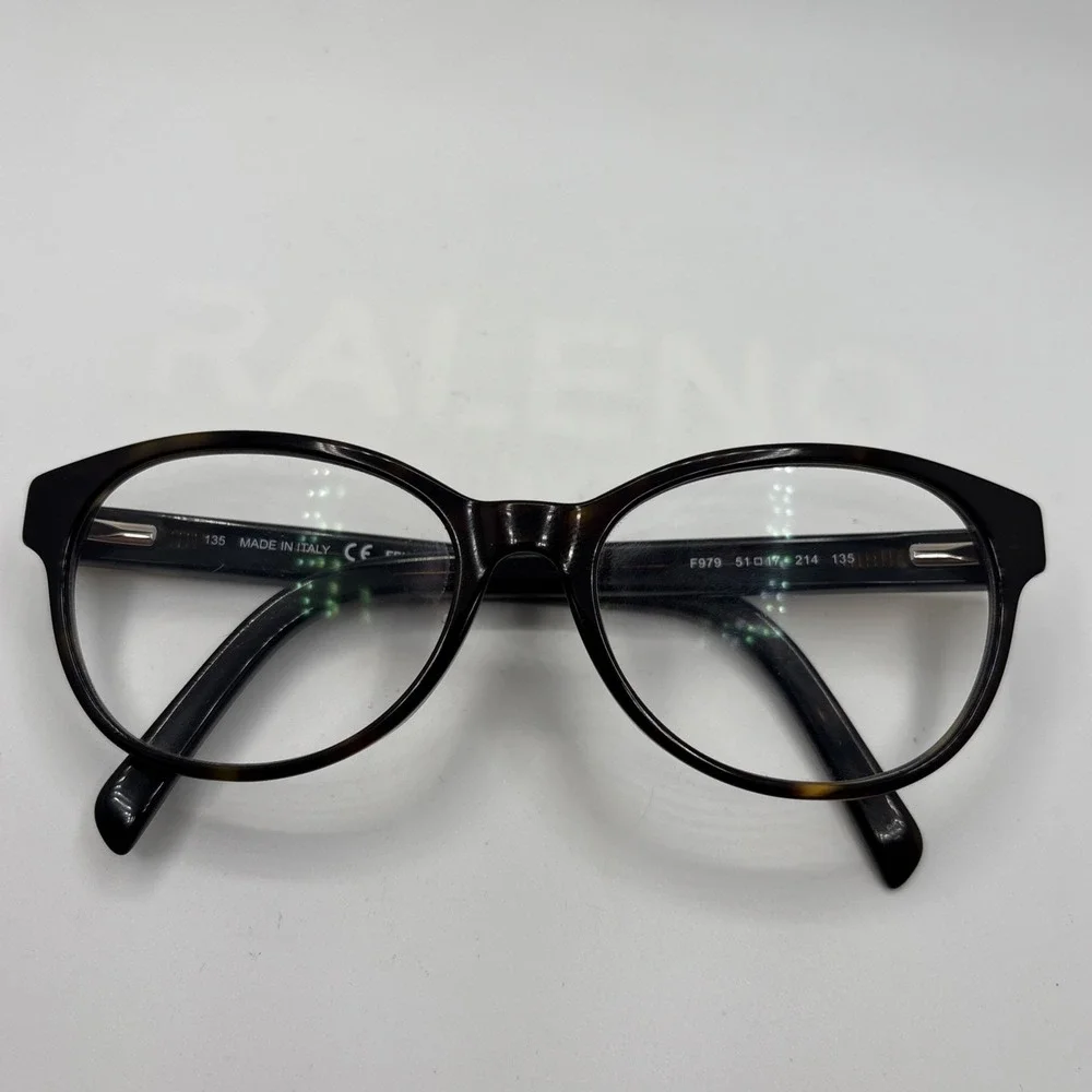 Fendi F979 214 Women's Cat Eye Havana Brown Gold Eyeglasses Frame 51-17-135 #288